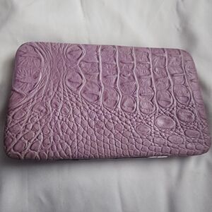 Purple Crocodile Embossed Clutch